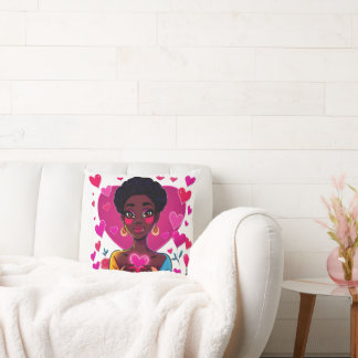 カラフルガールアートスローピロー – 鮮やかなホームデコ クッション
