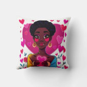 カラフルガールアートスローピロー – 鮮やかなホームデコ クッション (裏面)