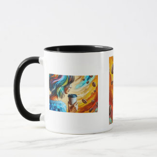 カラフルガールイラストのコーヒーブリーズアートマグ マグカップ