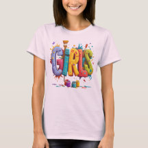 カラフルガールズのグラフィティアートグラフィックTシャツ