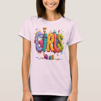 カラフルガールズのグラフィティアートグラフィックTシャツ Tシャツ