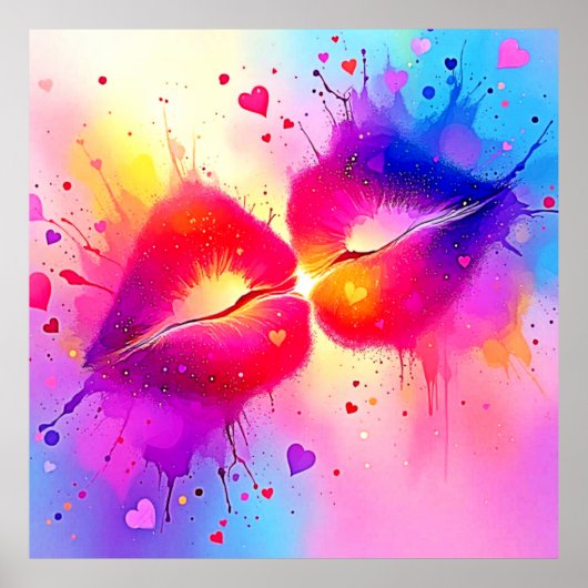 カラフルキススプラッシュデザイン ポスター (正面)