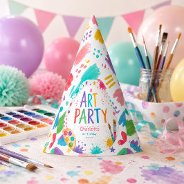 カラフルキッズアートパーティー6歳の誕生日ペイント パーティーハット