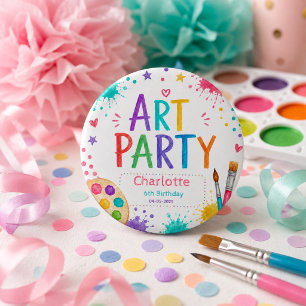 カラフルキッズアートパーティー6歳の誕生日ペイント 缶バッジ