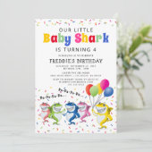 カラフルキッズシャーク誕生日パーティー 招待状 (スタンド正面)