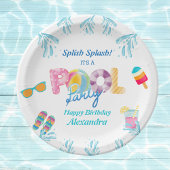 カラフルキッズスイミングプール誕生日パーティー ペーパープレート