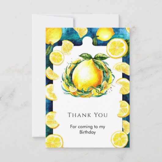カラフルキッズ レモン バースデー サンキューカード (正面)