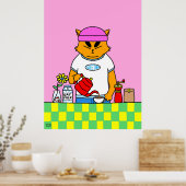 カラフルキッチンコーヒーキャット ポスター (キッチン)