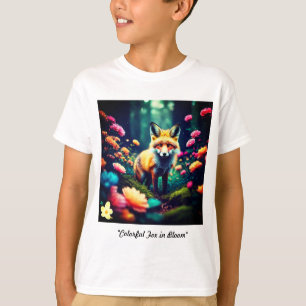 「カラフルキツネ開花」 Tシャツ