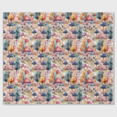 カラフルキノコの森Iおとぎ話キッズ ラッピングペーパー (フラット)