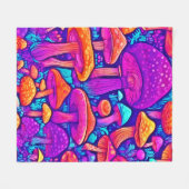 カラフルキノコ型 フリースブランケット (正面(横))