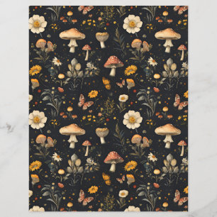 カラフルキノコ秋柄スクラップブック紙