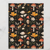 カラフルキノコ秋柄スクラップブック紙 (正面/裏面)