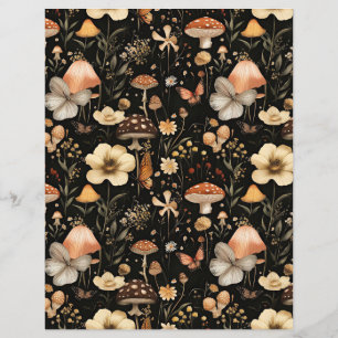 カラフルキノコ秋柄スクラップブック紙