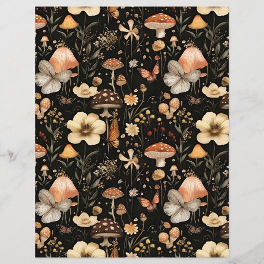 カラフルキノコ秋柄スクラップブック紙 (正面)