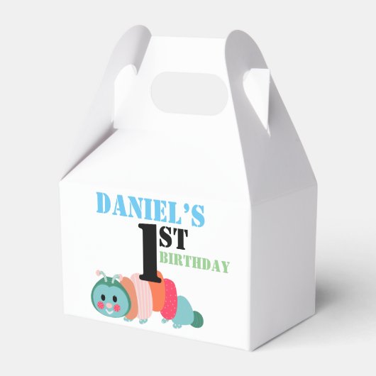 カラフルキャタピラーファースト誕生日優先ボックス フェイバーボックス (正面サイド)