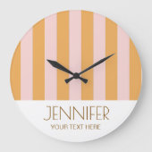 カラフルキャンディイエローカラーブロックモダンストライプ ラージ壁時計 (正面)