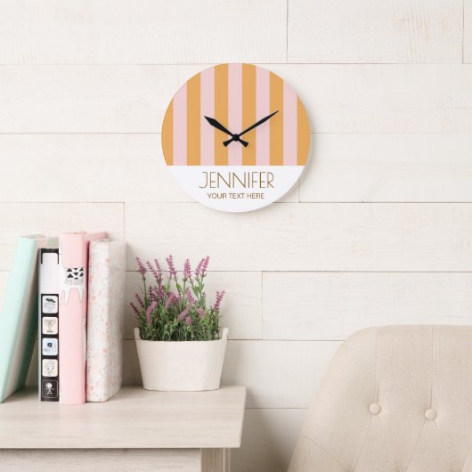 カラフルキャンディイエローカラーブロックモダンストライプ ラージ壁時計 (読書スペース)