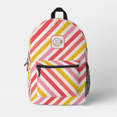 カラフルキャンディストライプーのロゴの追加企業の プリントバックパック (正面)