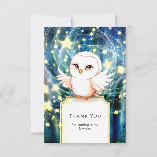 カラフルキュートオウルバースデー サンキューカード (正面)