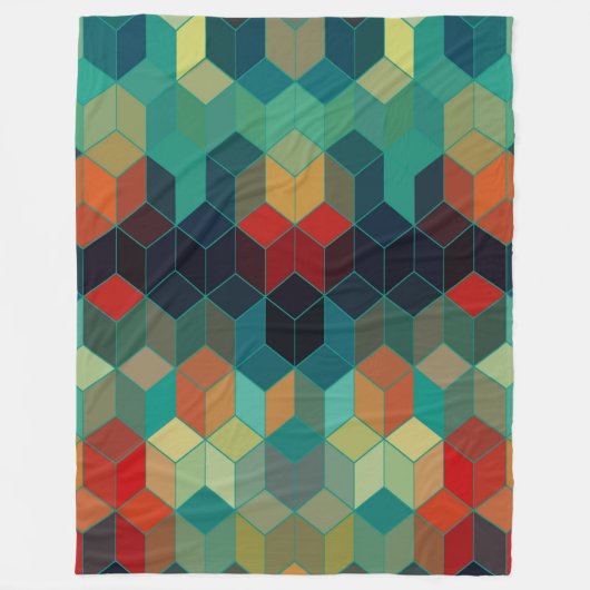 カラフルキューブのパタモダンーン フリースブランケット (正面)