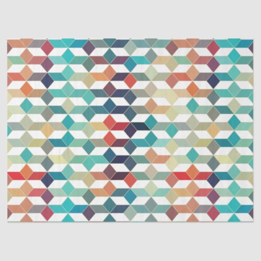 カラフルキューブモダン幾何学的パターン 薄葉紙 (正面)