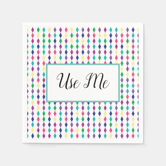 カラフルキラキラパターン(の模様が)あるシ スタンダードカクテルナプキン (正面)