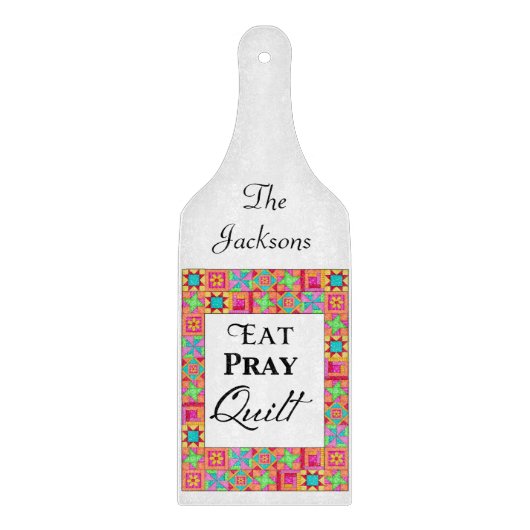 カラフルキルトブロック食べ縁どキルト カッティングボード (正面)