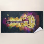 カラフルギタはっきりしたー抽象芸術絵を描ズ ビーチタオル (正面)