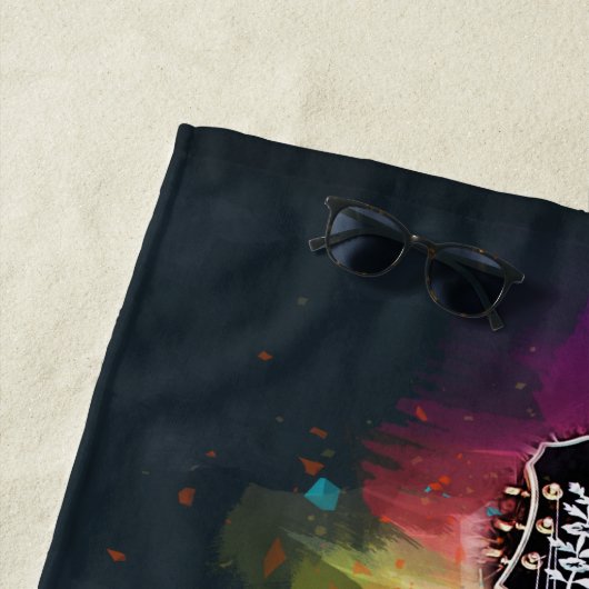 カラフルギタはっきりしたー抽象芸術絵を描ズ ビーチタオル (インサイチュ)