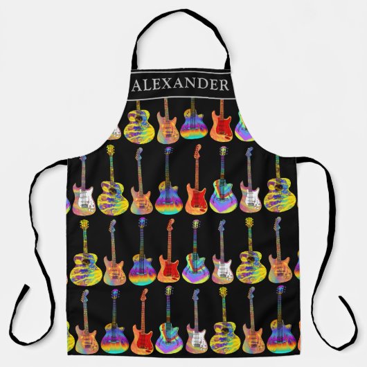 カラフルギタープレパーソナライズされたイエプロン エプロン (正面)