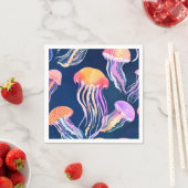 カラフルクラゲ | 海の生き物水彩画 スタンダードカクテルナプキン (インサイチュ)