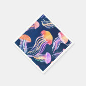 カラフルクラゲ | 海の生き物水彩画 スタンダードカクテルナプキン (角)