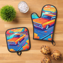 カラフルクラシックデザイン 鍋つかみ&鍋敷きセット