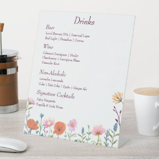 カラフルクラシックフローラの飲み物メニュー 台座サイン