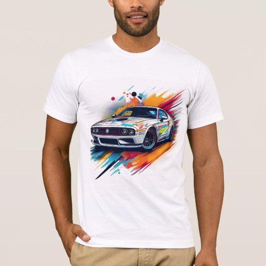 カラフルクラシック車の爆発Tシャツ Tシャツ (正面)