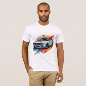 カラフルクラシック車の爆発Tシャツ Tシャツ (正面フル)