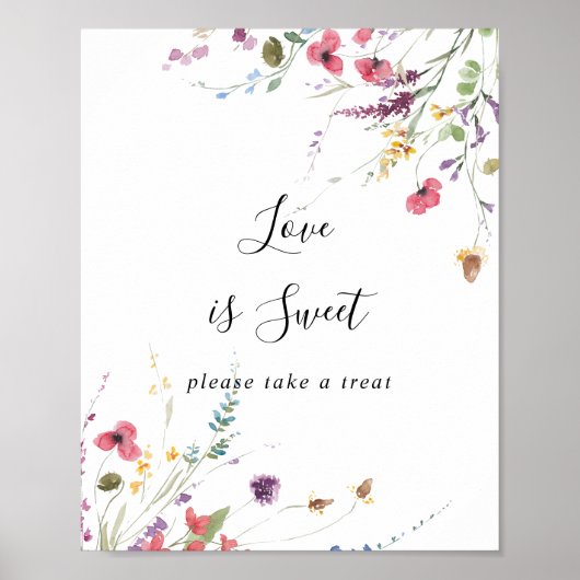 カラフルクラシック野生のフローラ愛は甘いサイン ポスター (正面)
