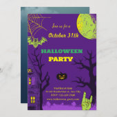 カラフルクリエイティブおもしろいハローウィンパーティ 招待状 (正面/裏面)