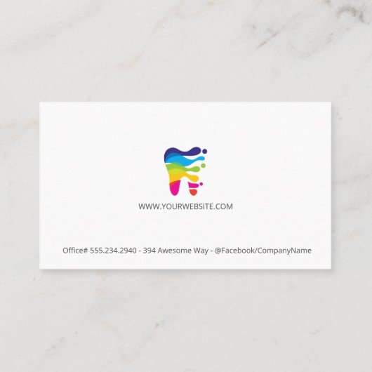 カラフルクリエイティブの歯のロゴ |歯科 名刺 (裏面)