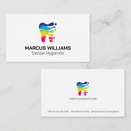 カラフルクリエイティブの歯のロゴ |歯科 名刺 (正面/裏面)