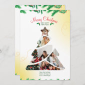 カラフルクリエイティブミニマルクリスマスツリー写真 招待状 (正面/裏面)