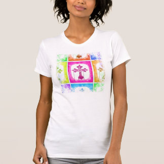 カラフルクリスチャンポップ・アートのアートコラージュ Tシャツ