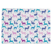 カラフルクリスマスのトナカイ模様 ラージペーパーバッグ (裏面)