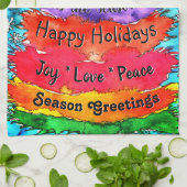 カラフルクリスマスの木のキッチンタオル キッチンタオル (折り畳み)