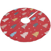 カラフルクリスマスの木の装飾はレトロ ブラッシュドポリエステルツリースカート (アングル)