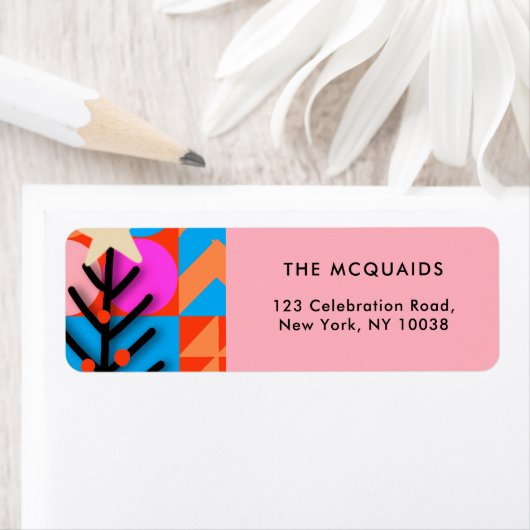 カラフルクリスマスの木モダンの幾何学的 ラベル (インサイチュ)