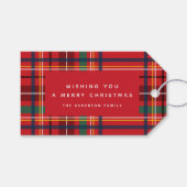 カラフルクリスマスの赤いパーソナライズされた休日 ギフトタグ (正面(横))