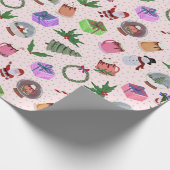 カラフルクリスマスをテーマにした包装紙 ラッピングペーパー (角)