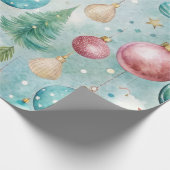 カラフルクリスマスオーナメントと木 ラッピングペーパー (角)